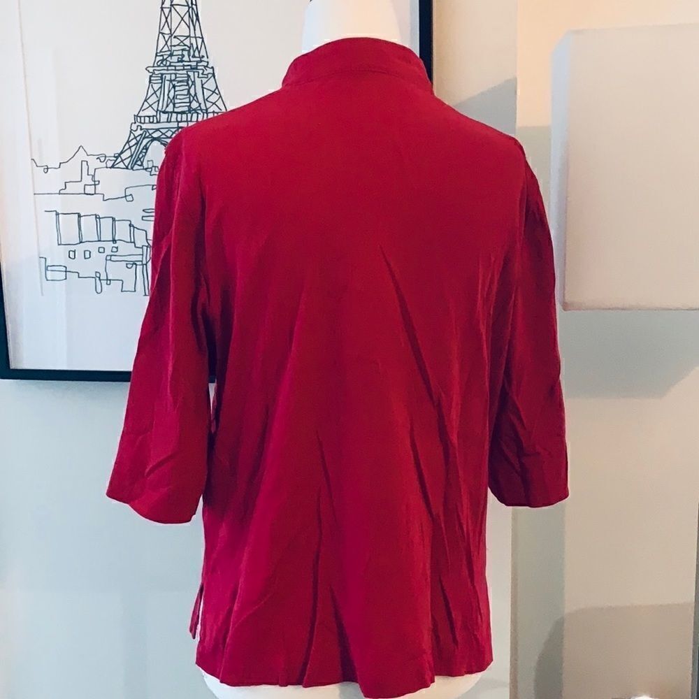 NWOT Japan 3/4 sleeves Blouse red - Picture 5 of 6